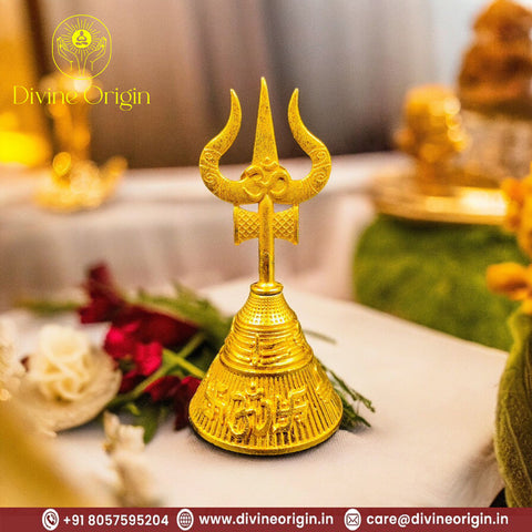 Trishul Shape Mandir Worship Bell Use For Puja