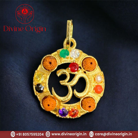 Om Navaratan Gemstone pendant