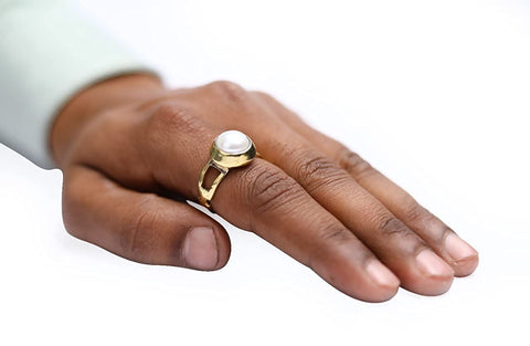 Certified Pearl 5.25ratti Asthdhatu Adjustable Ring