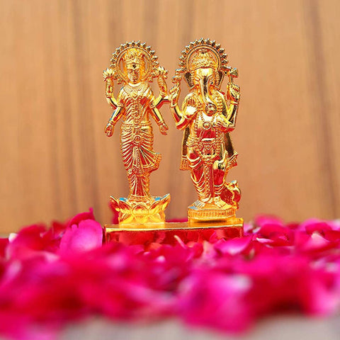 Laxmi Ganesh Brass Idol for Puja