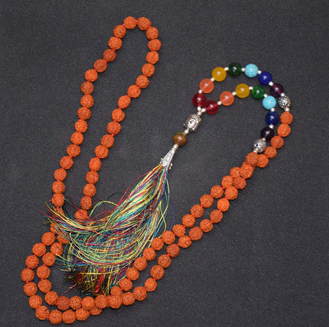 Exclusive Yoga Seven Chakra Mala (Rudraksha Beads)