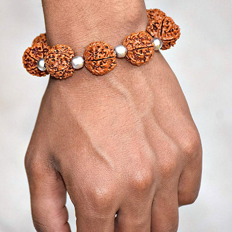 Charming 5 Mukhi Rudraksha & Parad beads Bracelet