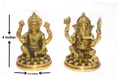 Brass Ganesha Laxmi Ganesh Lakshmi Bhagwan Idol